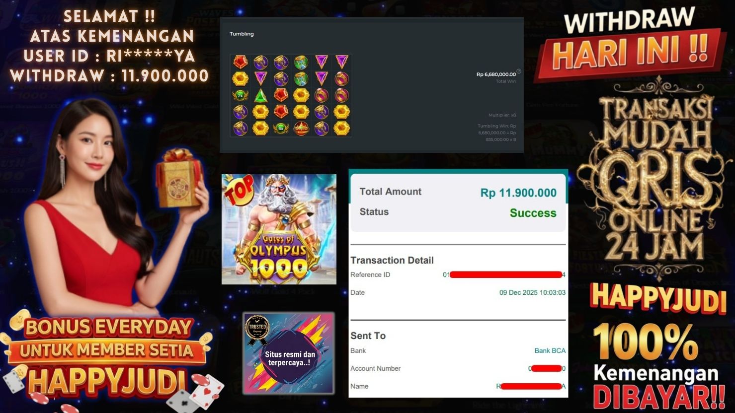 HAPPYJUDI JACKPOT SLOT GATES OF OLYMPUS 1000